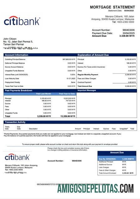Premium Malaysia Citibank Malaysia Hipotik laporan Word and PDF templat