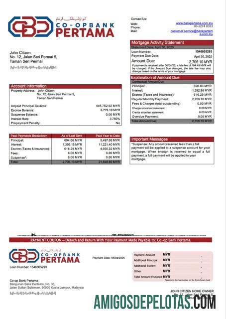 Realistis Malaysia Co op bank Pertama Hipotik laporan Word and PDF templat