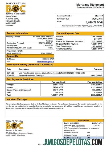 Profesional Maladewa bank of Ceylon Hipotik laporan Word and PDF templat