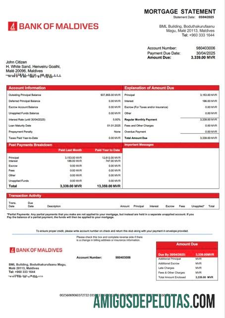 Realistis Maladewa bank of Maladewa Hipotik laporan Word and PDF templat