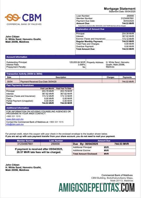 Premium Maladewa komersial bank of Maladewa Hipotik laporan Word and PDF templat