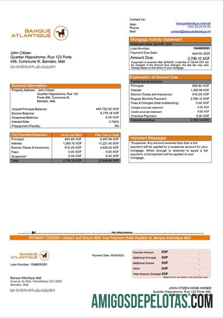 Realistis Mali Banque Atlantique Mali Hipotik laporan Word and PDF templat