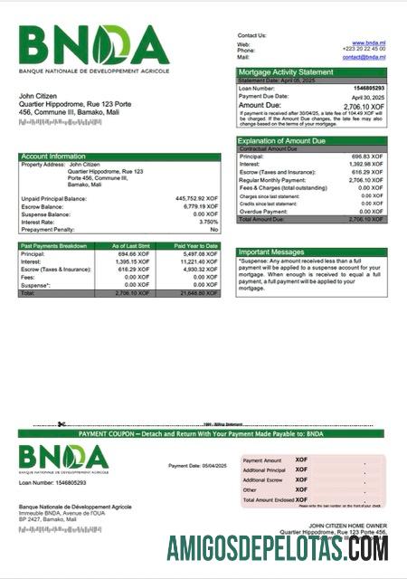 Berkualitas Mali Banque Nationale de De╠üveloppement Agricole (BNDA) Hipotik laporan Word and PDF templat