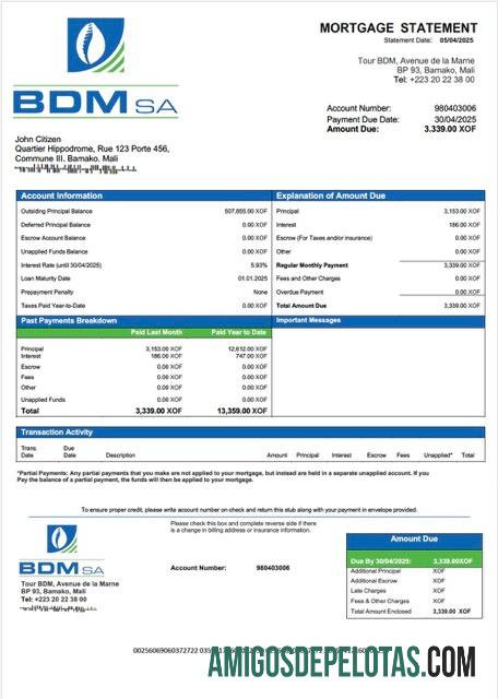 Profesional Mali Banque du De╠üveloppement du Mali (BDM) Hipotik laporan Word and PDF templat