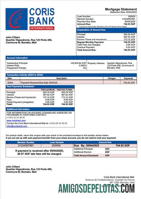 Realistis Mali Coris bank International Mali Hipotik laporan Word and PDF templat
