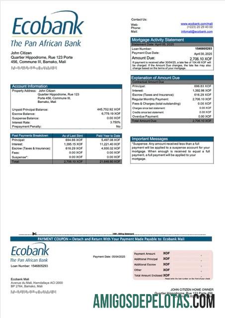 Berkualitas Mali Ecobank Mali Hipotik laporan Word and PDF templat