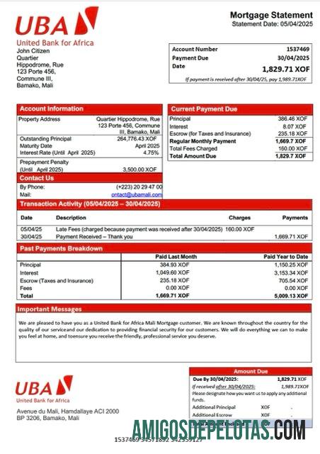 Berkualitas Mali United bank for Africa Mali Hipotik laporan Word and PDF templat