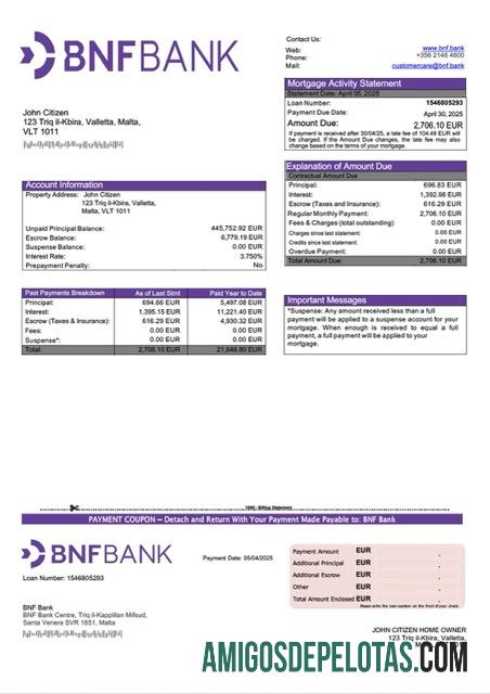 Dapat Diedit Malta BNF bank Hipotik laporan Word and PDF templat