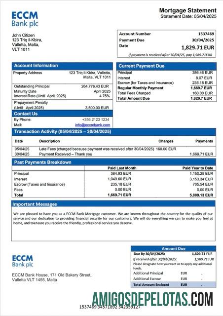 Profesional Malta ECCM bank Hipotik laporan Word and PDF templat