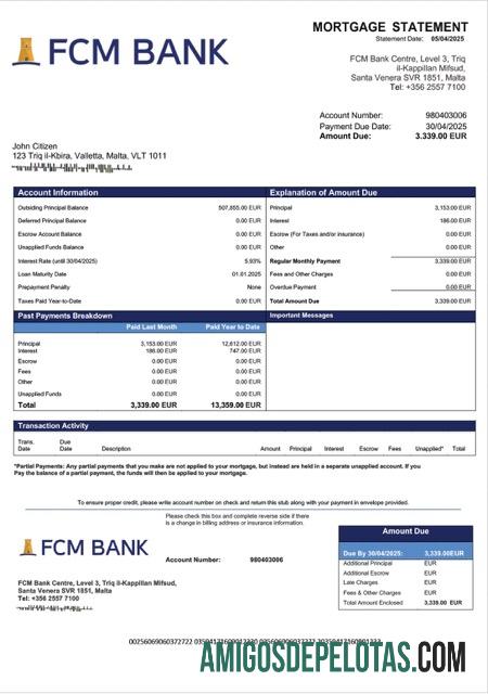 Realistis Malta FCM bank Hipotik laporan Word and PDF templat