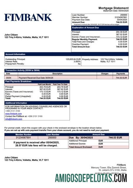 Berkualitas Malta FIMBank Hipotik laporan Word and PDF templat
