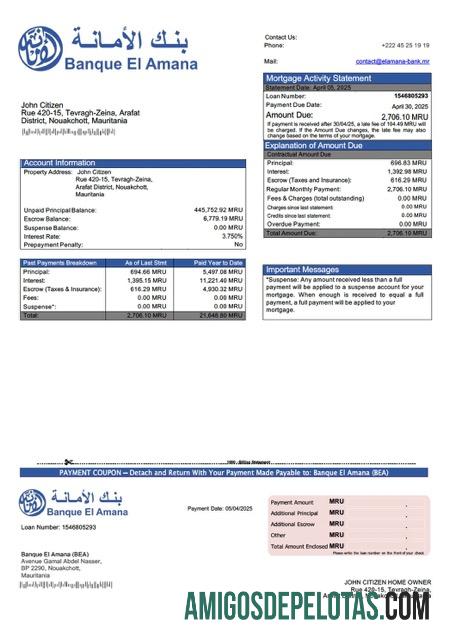 Profesional Mauritania Banque El Amana (BEA) Hipotik laporan Word and PDF templat