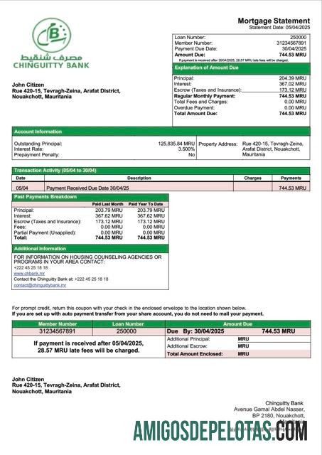 Dapat Diedit Mauritania Chinguitty bank Hipotik laporan Word and PDF templat