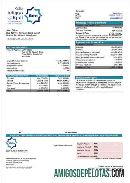 Profesional Mauritania International bank of Mauritanie (IBM) Hipotik laporan Word and PDF templat