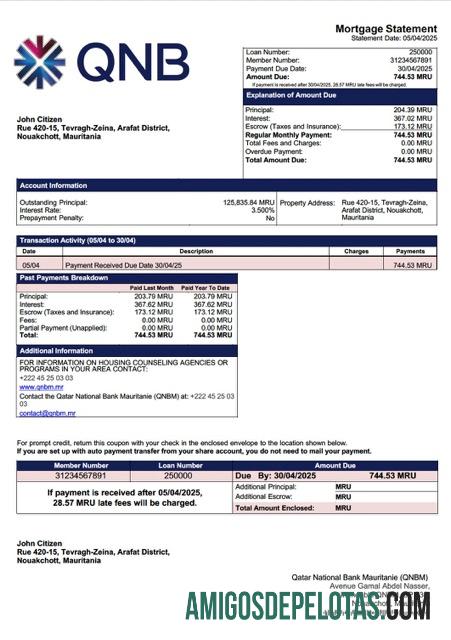 Premium Mauritania Qatar nasional bank Mauritanie (QNBM) Hipotik laporan Word and PDF templat