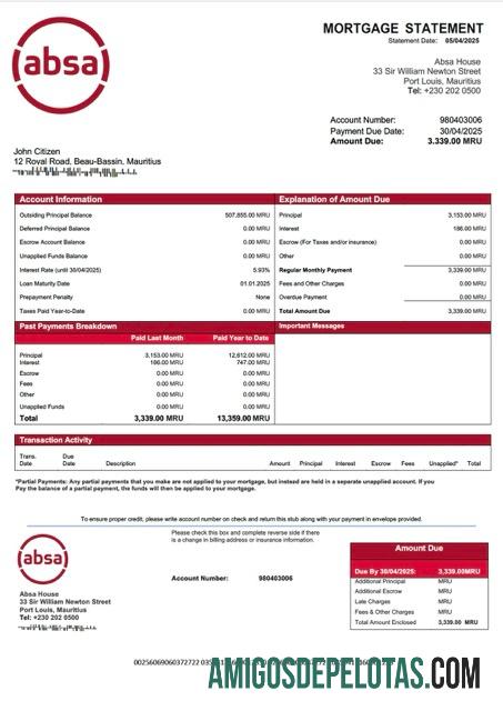 Realistis Mauritius Absa bank Hipotik laporan Word and PDF templat