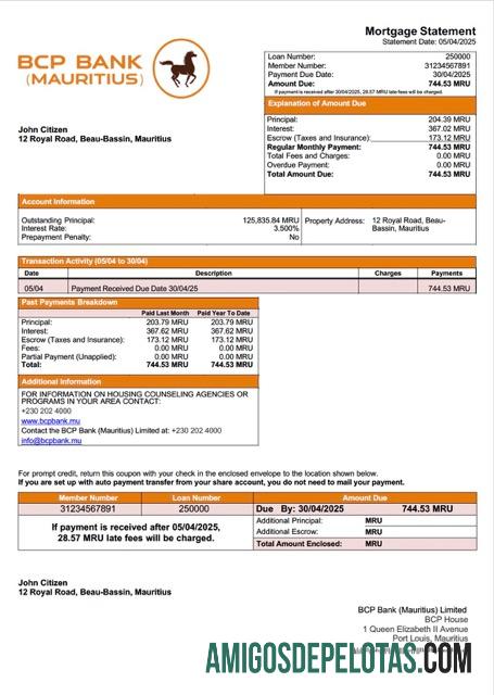 Dapat Diedit Mauritius BCP bank (Mauritius) Limited Hipotik laporan Word and PDF templat