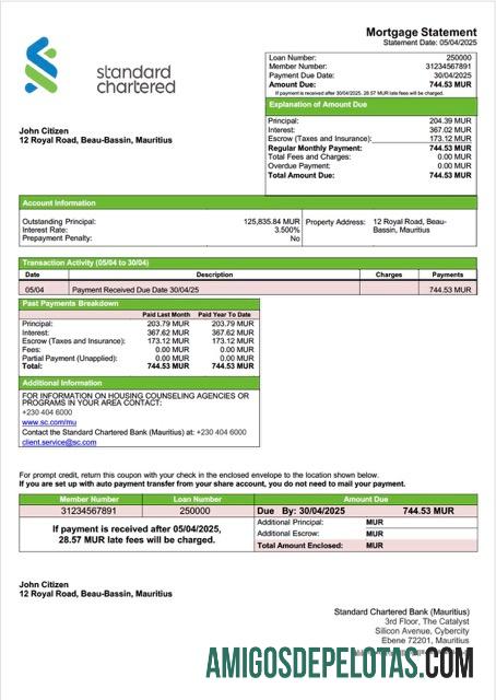 Realistis Mauritius standar Chartered bank (Mauritius) Hipotik laporan Word and PDF templat