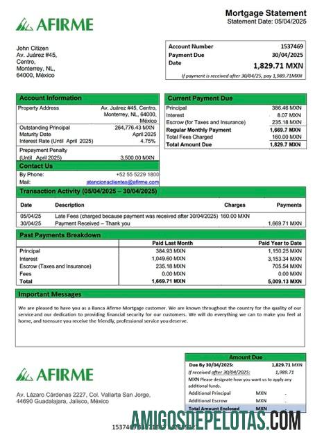 Realistis Meksiko Banca Afirme Hipotik laporan Word and PDF templat