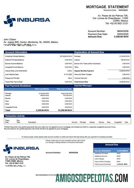 Premium Meksiko Banco Inbursa Hipotik laporan Word and PDF templat
