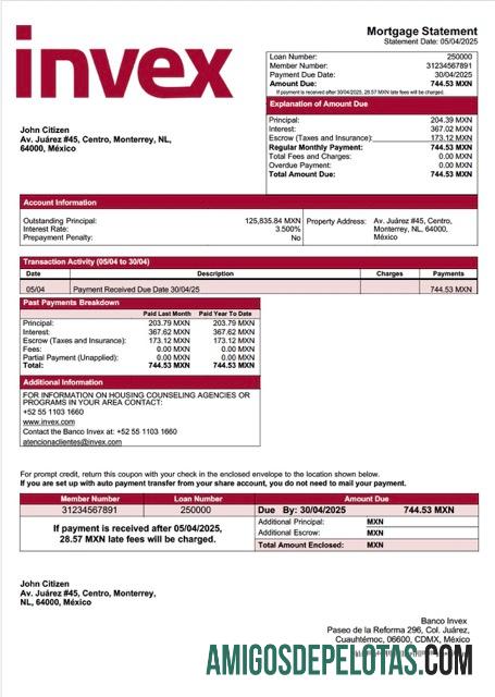 Profesional Meksiko Banco Invex Hipotik laporan Word and PDF templat