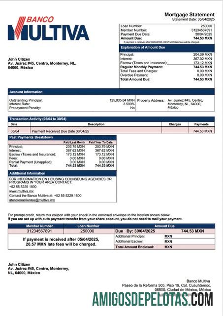 Profesional Meksiko Banco Multiva Hipotik laporan Word and PDF templat