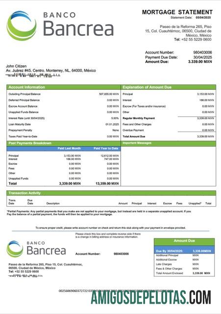 Realistis Meksiko Bancrea Hipotik laporan Word and PDF templat
