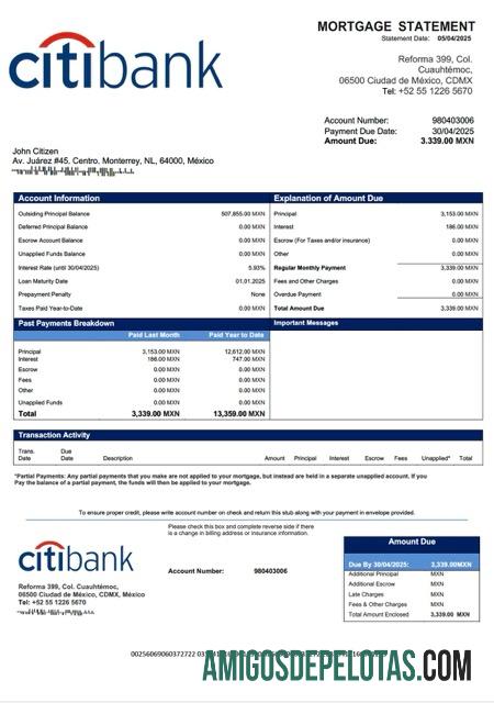 Berkualitas Meksiko Citibank Meksiko Hipotik laporan Word and PDF templat