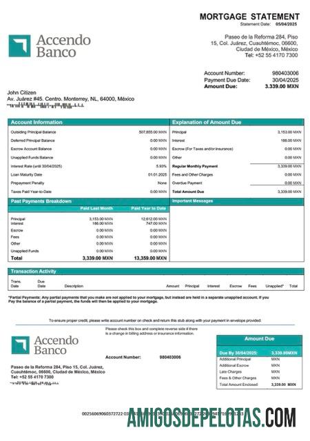 Profesional Meksiko┬áAccendo Banco Hipotik laporan Word and PDF templat