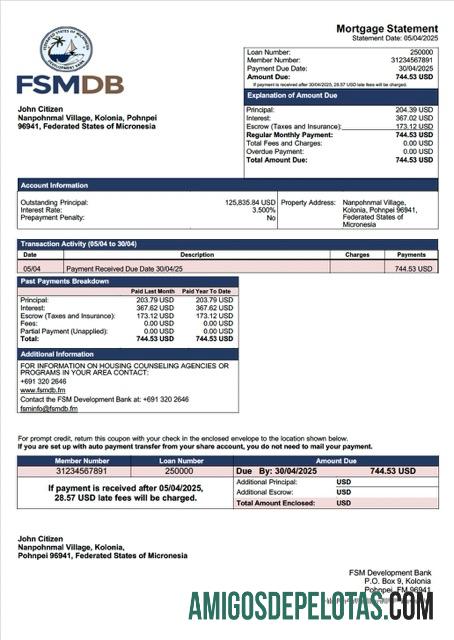 Profesional Mikronesia FSM Development bank Hipotik laporan Word and PDF templat