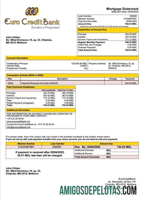 Dapat Diedit Moldova EuroCreditBank Hipotik laporan Word and PDF templat