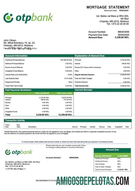 Profesional Moldova OTP bank Hipotik laporan Word and PDF templat