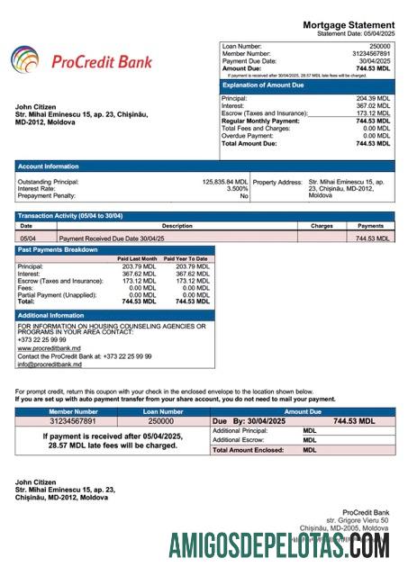 Dapat Diedit Moldova ProCredit bank Hipotik laporan Word and PDF templat