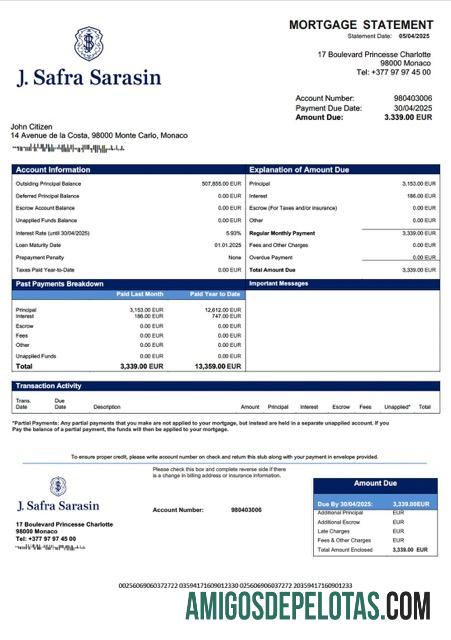 Realistis Monako Banque J. Safra (Monako) Hipotik laporan Word and PDF templat