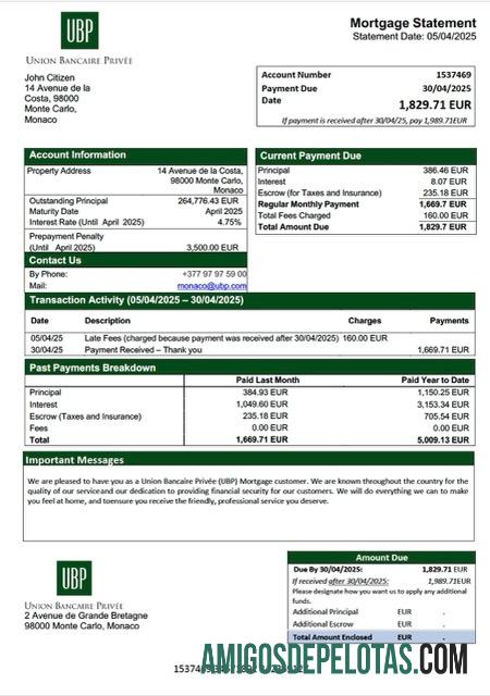 Realistis Monako serikat Bancaire Prive╠üe (UBP) Hipotik laporan Word and PDF templat