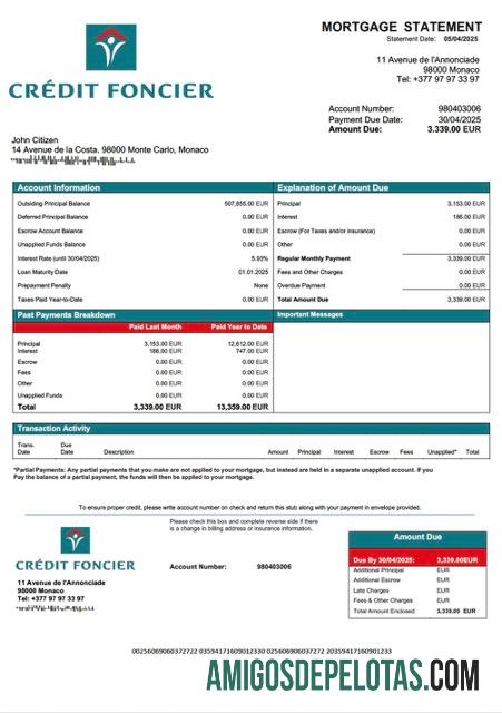 Realistis Monako┬áKredit Foncier de Monako┬áHipotik laporan Word and PDF templat
