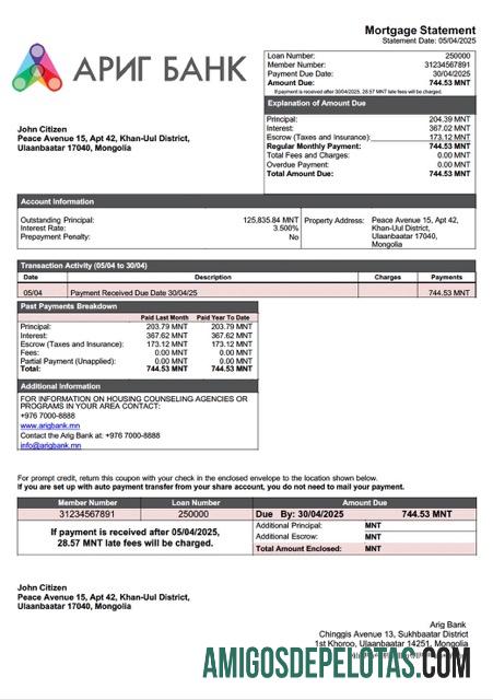 Dapat Diedit Mongolia Arig bank Hipotik laporan Word and PDF templat