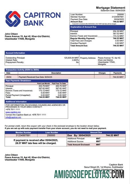 Realistis Mongolia Capitron bank Hipotik laporan Word and PDF templat
