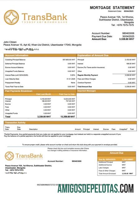 Premium Mongolia Trans bank Hipotik laporan Word and PDF templat
