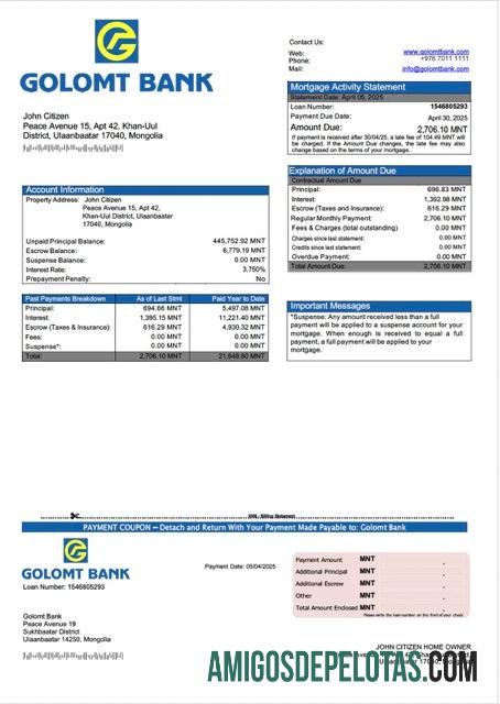 Dapat Diedit Mongolia┬áGolomt bank Hipotik laporan Word and PDF templat