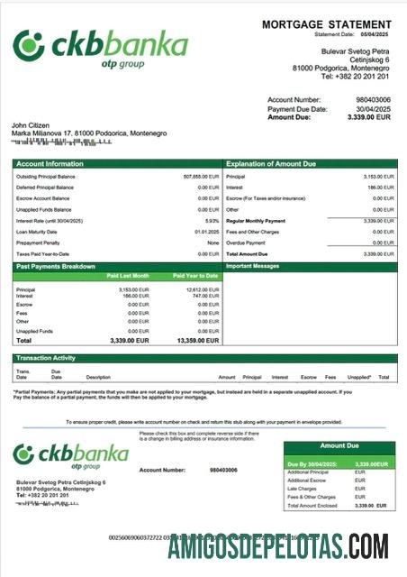 Dapat Diedit Montenegro Crnogorska komercijalna banka Hipotik laporan Word and PDF templat
