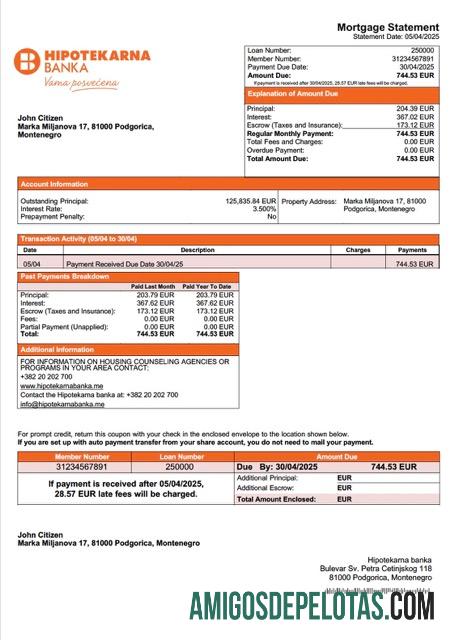 Premium Montenegro Hipotekarna banka Hipotik laporan Word and PDF templat