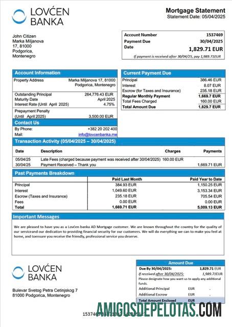Berkualitas Montenegro Lovc╠üen banka AD Hipotik laporan Word and PDF templat