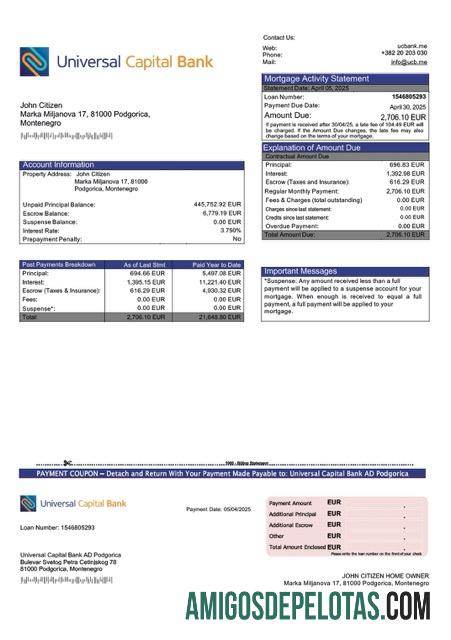 Premium Montenegro Universal Capital bank AD Podgorica Hipotik laporan Word and PDF templat