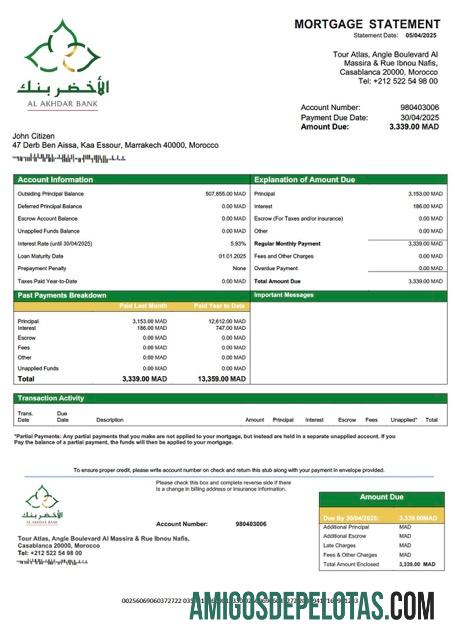Berkualitas Maroko Al Akhdar bank (AAB) Hipotik laporan Word and PDF templat