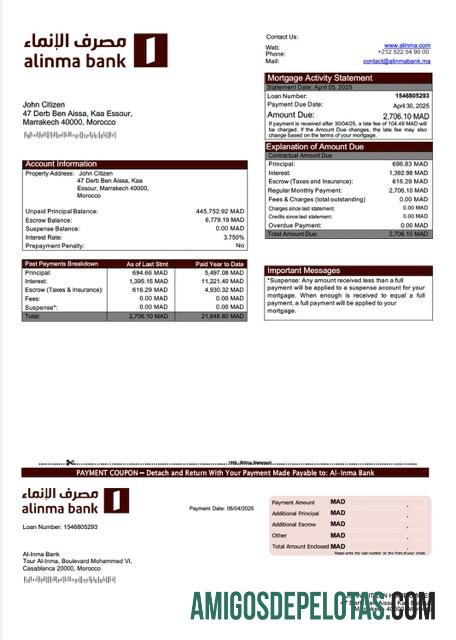 Realistis Maroko Al Inma bank Hipotik laporan Word and PDF templat