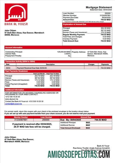 Premium Maroko bank Al Yousr Hipotik laporan Word and PDF templat