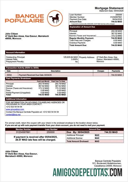 Realistis Maroko Banque Centrale Populaire Hipotik laporan Word and PDF templat