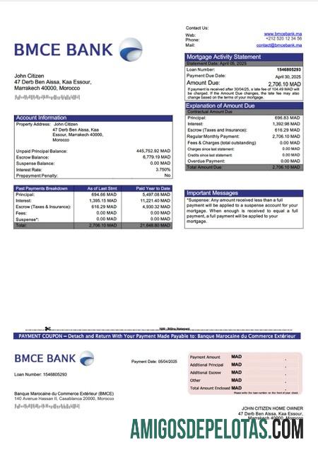 Premium Maroko Banque Marocaine du Commerce Exte╠ürieur (BMCE) Hipotik laporan Word and PDF templat