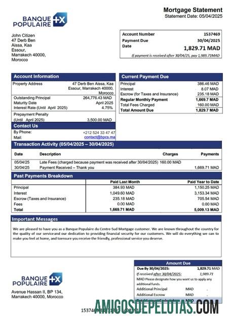 Realistis Maroko Banque Populaire du Centre Sud Hipotik laporan Word and PDF templat